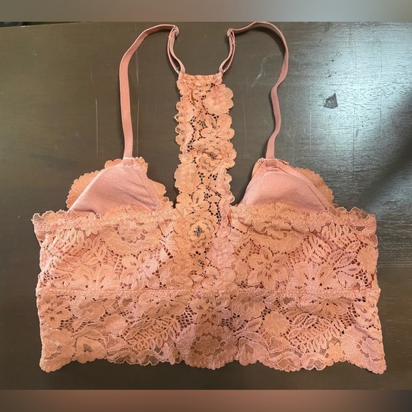 Aerie LIKE NEW peach/coral lace racerback bralette size S - Picture 4 of 4